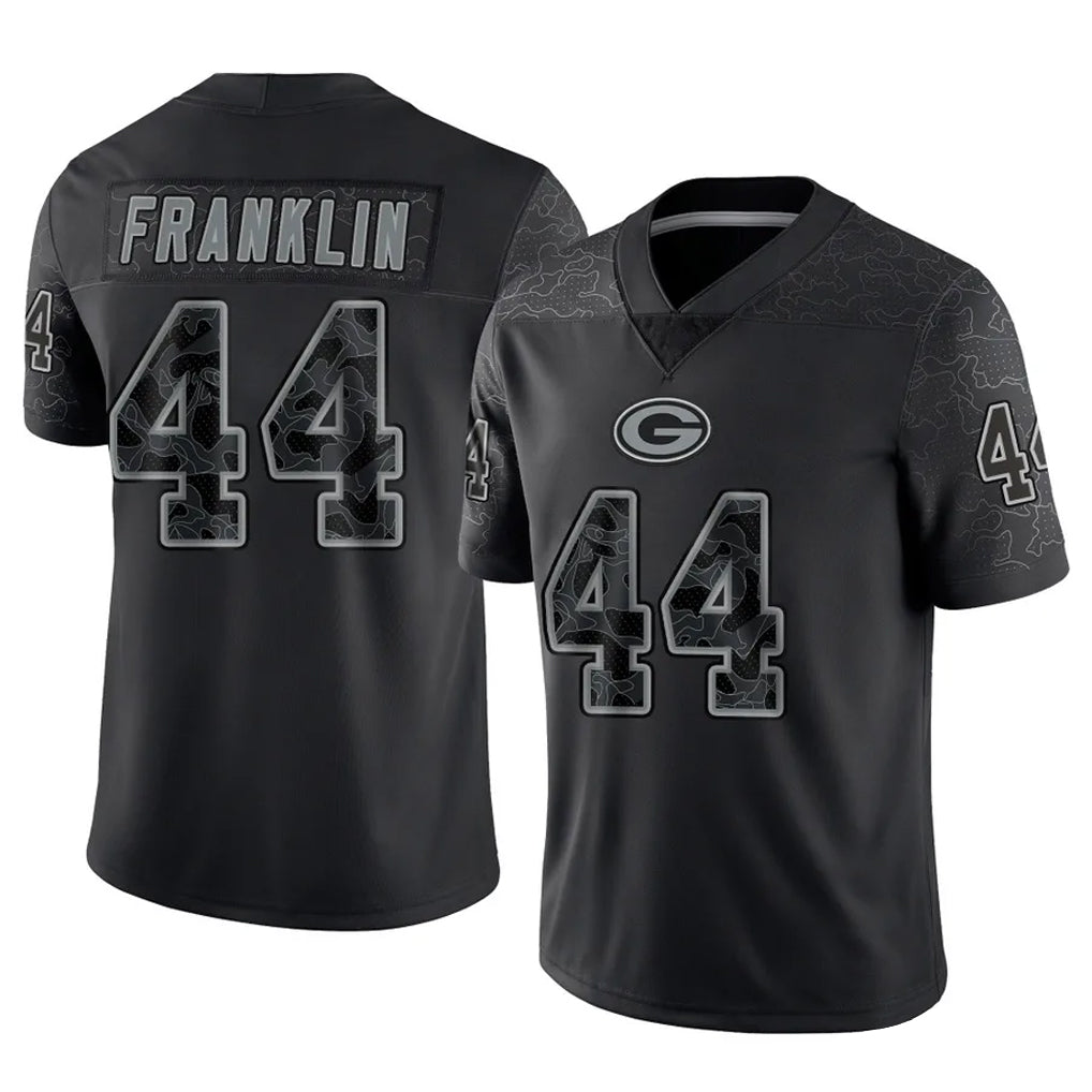 BIPIHUC GB.Packers #44 Zaire Franklin Player Black Reflective Limited Home Game Stitched Jerseys