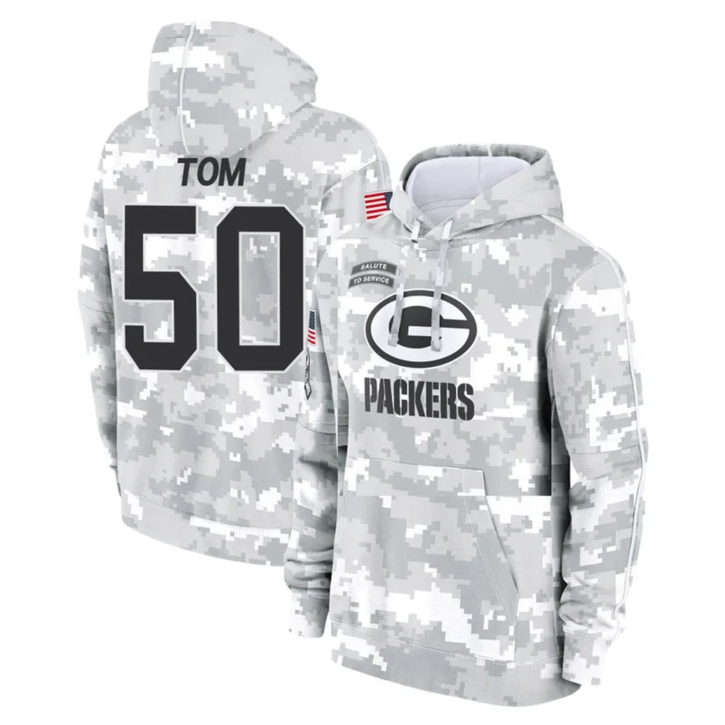 BIPIHUC GB.Packers #50 Zach Tom Player Arctic Camo Salute to Service Hoodies Limited Game Stitched Jerseys
