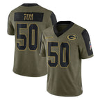 BIPIHUC GB.Packers #50 Zach Tom Player Olive Salute To Service Limited Game Stitched Jerseys