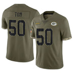 BIPIHUC GB.Packers #50 Zach Tom Player Olive Salute To Service Limited Stitched Jerseys