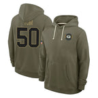 BIPIHUC GB.Packers #50 Zach Tom Player Olive Salute to Service Pullover Hoodies Limited Stitched Jerseys