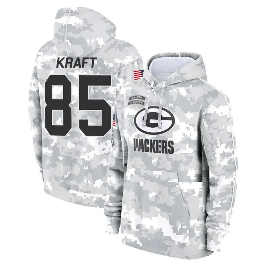 BIPIHUC GB.Packers #85 Tucker Kraft Player Camo Salute To Service Hoodies Game Stitched Jerseys