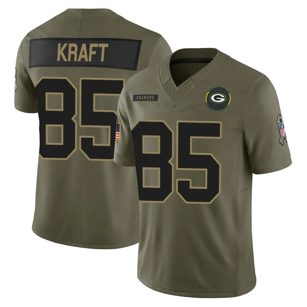BIPIHUC GB.Packers #85 Tucker Kraft Player Olive 2025 Salute To Service Limited Home Game Stitched Jerseys