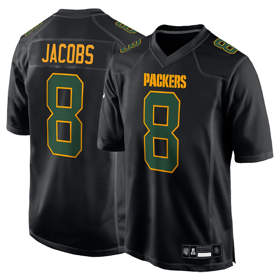 BIPIHUC GB.Packers #8 Josh Jacobs Player Black Fashion Game Stitched Jerseys