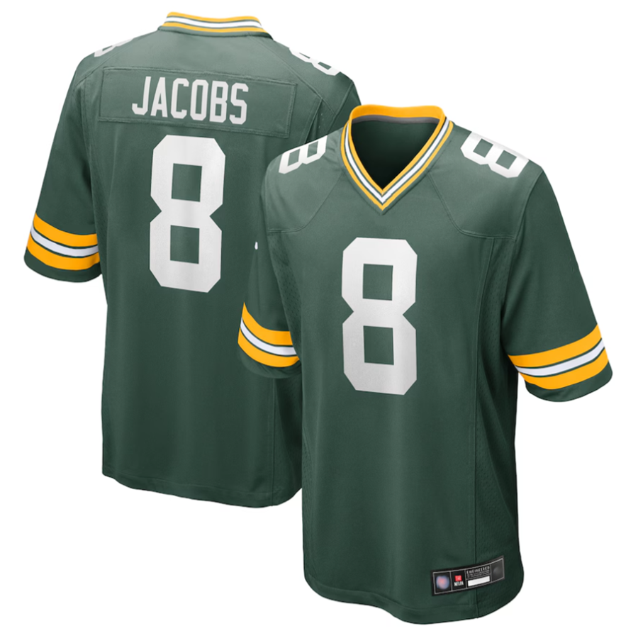 BIPIHUC GB.Packers #8 Josh Jacobs Player Green Replica Game Stitched Jerseys