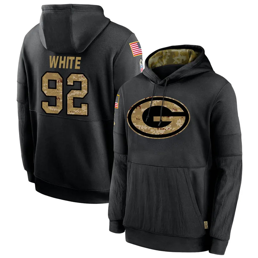 BIPIHUC GB.Packers #92 Reggie White Player Black Salute To Service Hoodies Game Stitched Jerseys