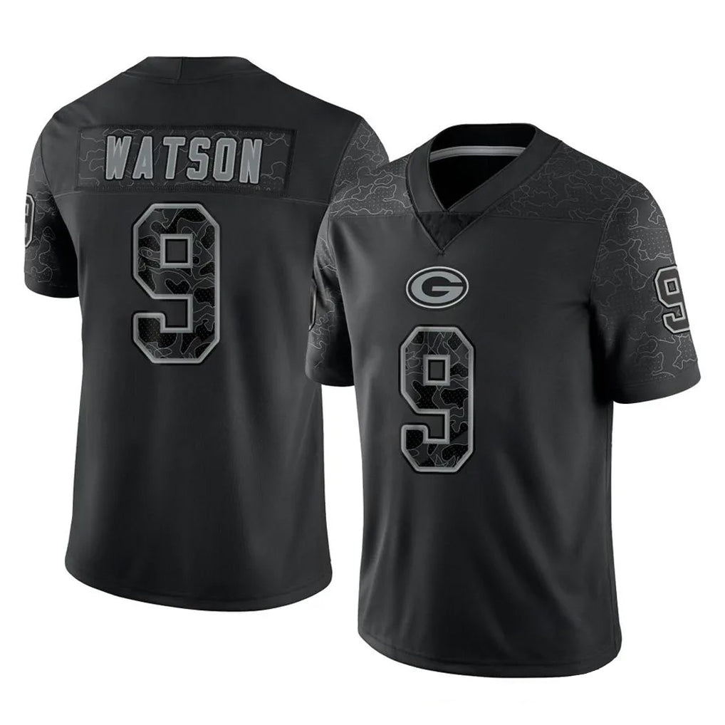 BIPIHUC GB.Packers #9 Christian Watson Player Black Reflective Limited Home Game Stitched Jerseys