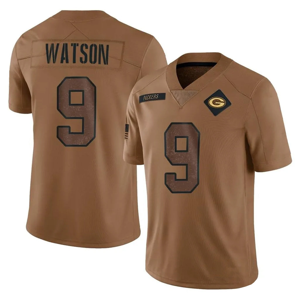 BIPIHUC GB.Packers #9 Christian Watson Player Brown Salute To Service Limited Stitched Jerseys