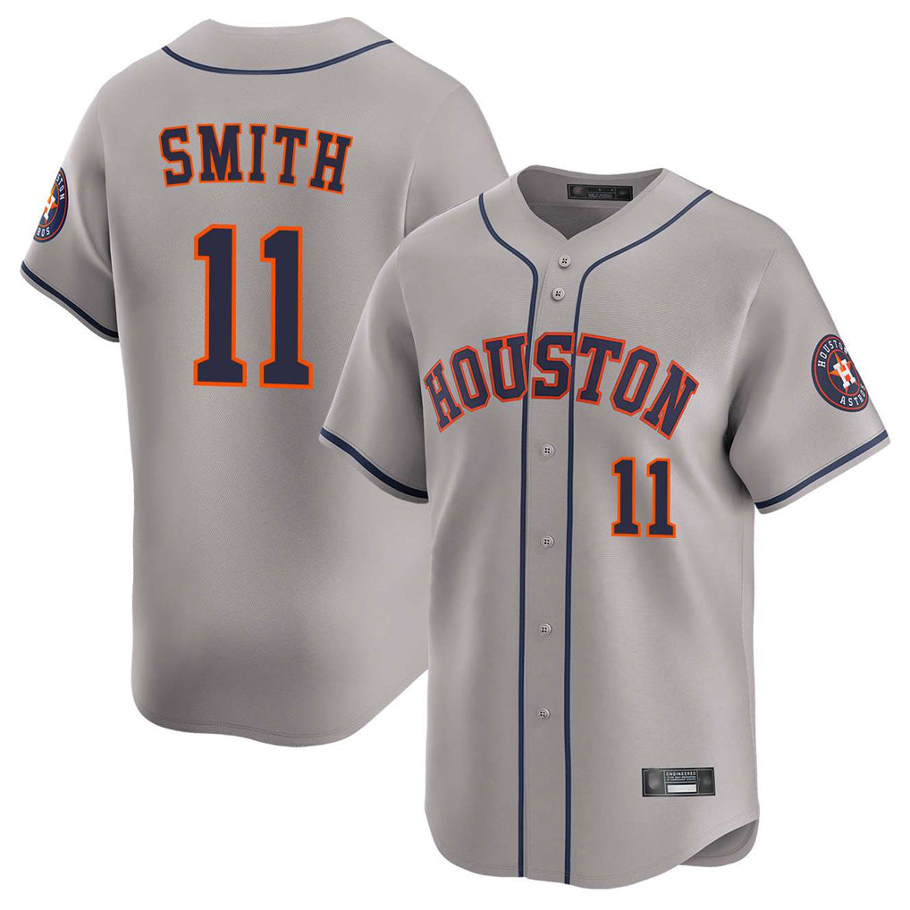BIPIHUC H.Astros #11 Cam Smith Player Gray Home Limited Stitched Jerseys