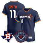BIPIHUC H.Astros #11 Cam Smith Player Navy City Connect Texas Patch Vapor Premier Limited Elite Home Stitched Jerseys