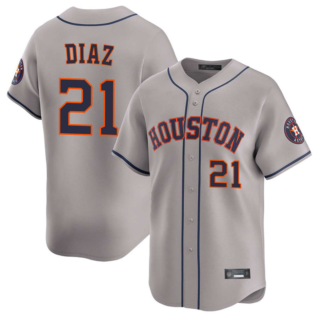 BIPIHUC H.Astros #21 Yainer Diaz Player Gray Home Limited Stitched Jerseys