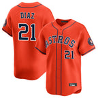 BIPIHUC H.Astros #21 Yainer Diaz Player Orange Home Limited Stitched Jerseys