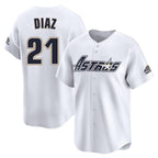 BIPIHUC H.Astros #21 Yainer Diaz Player White Throwback Cooperstown Collection Limited Stitched Jerseys