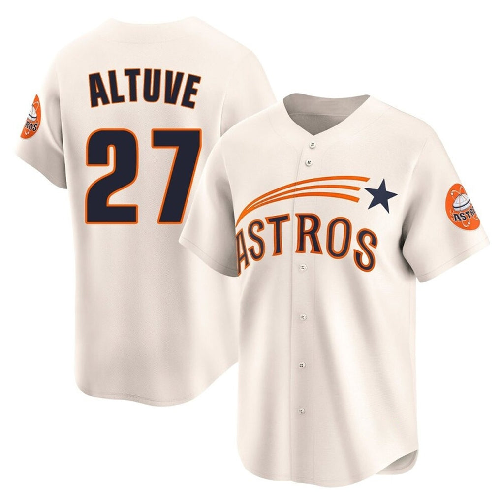 BIPIHUC H.Astros #27 Jose Altuve Player Cream Throwback Cooperstown Collection Limited Stitched Jerseys