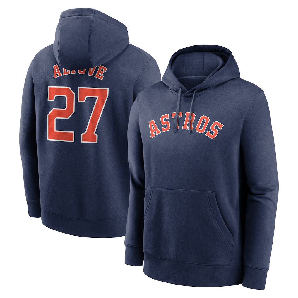 BIPIHUC H.Astros #27 Jose Altuve Player Navy Club Fleece Pullover Hoodie Stitched Jerseys