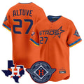 BIPIHUC H.Astros #27 Jose Altuve Player Orange City Connect Texas Patch Vapor Premier Limited Home Stitched Jerseys