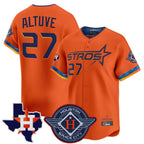 BIPIHUC H.Astros #27 Jose Altuve Player Orange City Connect Texas Patch Vapor Premier Limited Home Stitched Jerseys