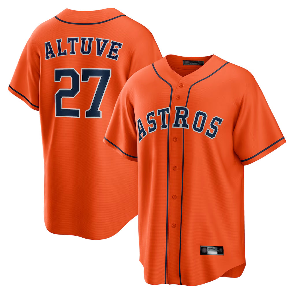 BIPIHUC H.Astros #27 Jose Altuve Player Orange Home Game Stitched Jerseys
