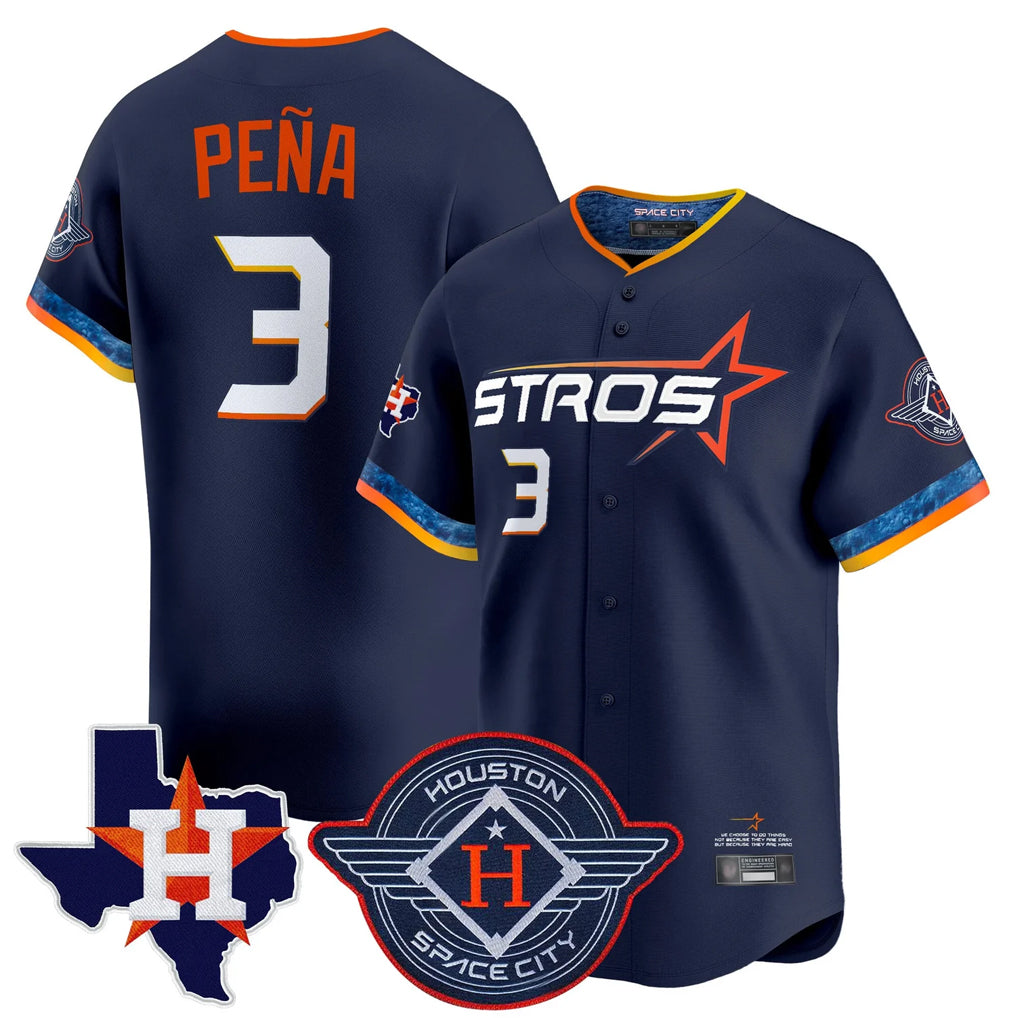 BIPIHUC H.Astros #3 Jeremy Pe?a Player Navy City Connect Texas Patch Vapor Premier Limited Home Stitched Jerseys