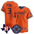 BIPIHUC H.Astros #3 Jeremy Pe?a Player Orange City Connect Texas Patch Vapor Premier Limited Home Stitched Jerseys