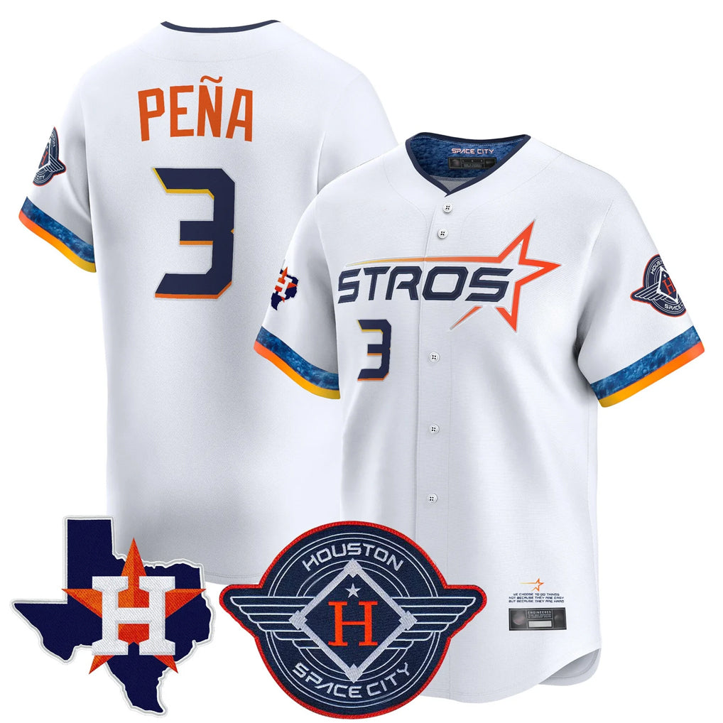 BIPIHUC H.Astros #3 Jeremy Pe?a Player White City Connect Texas Patch Vapor Premier Limited Home Stitched Jerseys