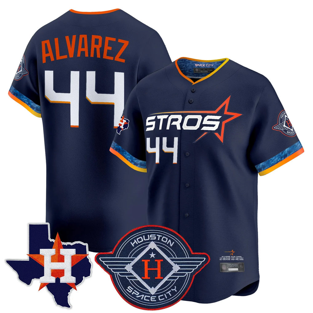 BIPIHUC H.Astros #44 Yordan Alvarez Player Navy City Connect Texas Patch Vapor Premier Limited Home Stitched Jerseys