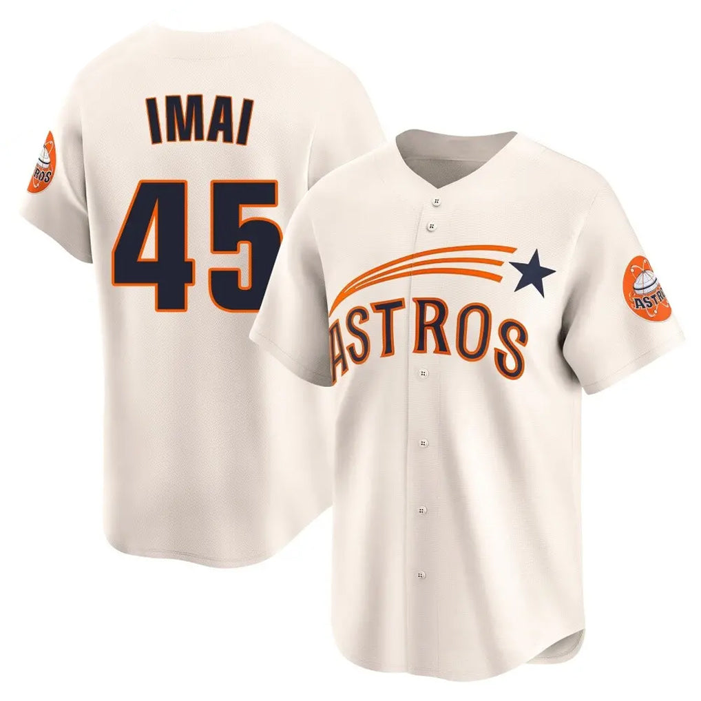 BIPIHUC H.Astros #45 Tatsuya Imai Player Cream Throwback Cooperstown Collection Limited Stitched Jerseys