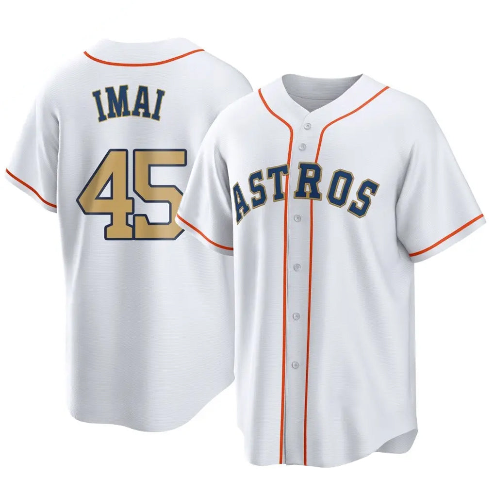 BIPIHUC H.Astros #45 Tatsuya Imai Player Gold Collection Game Home Stitched Jerseys