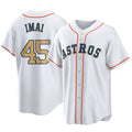 BIPIHUC H.Astros #45 Tatsuya Imai Player Gold Collection Game Home Stitched Jerseys