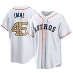 BIPIHUC H.Astros #45 Tatsuya Imai Player Gold Collection Game Home Stitched Jerseys