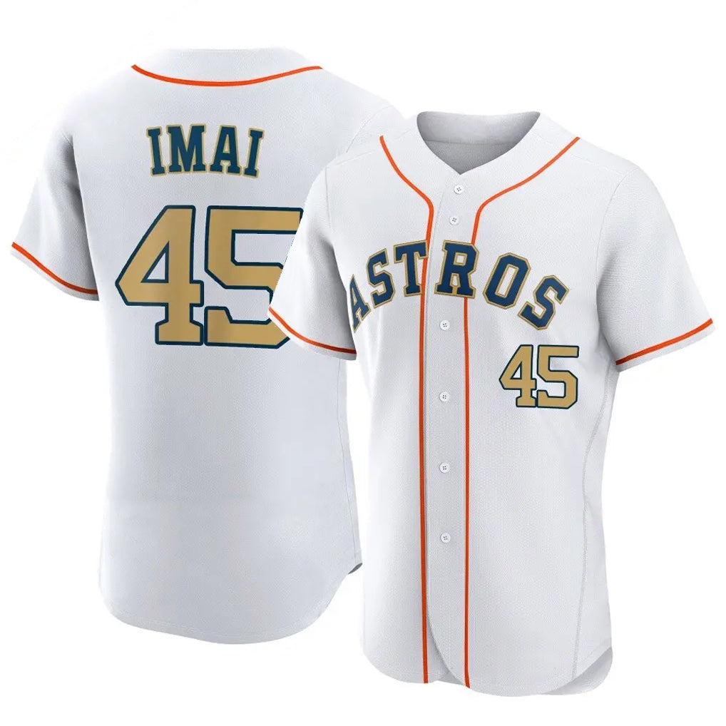 BIPIHUC H.Astros #45 Tatsuya Imai Player Gold Collection Limited Elite Home Stitched Jerseys