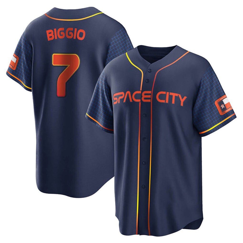 BIPIHUC H.Astros #7 Craig Biggio Player Navy City Connect Home Game Stitched Jerseys