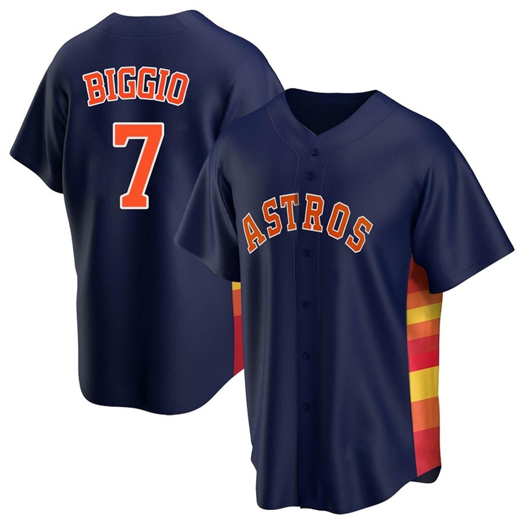 BIPIHUC H.Astros #7 Craig Biggio Player Navy Home Game Stitched Jerseys