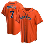 BIPIHUC H.Astros #7 Craig Biggio Player Orange Home Game Stitched Jerseys