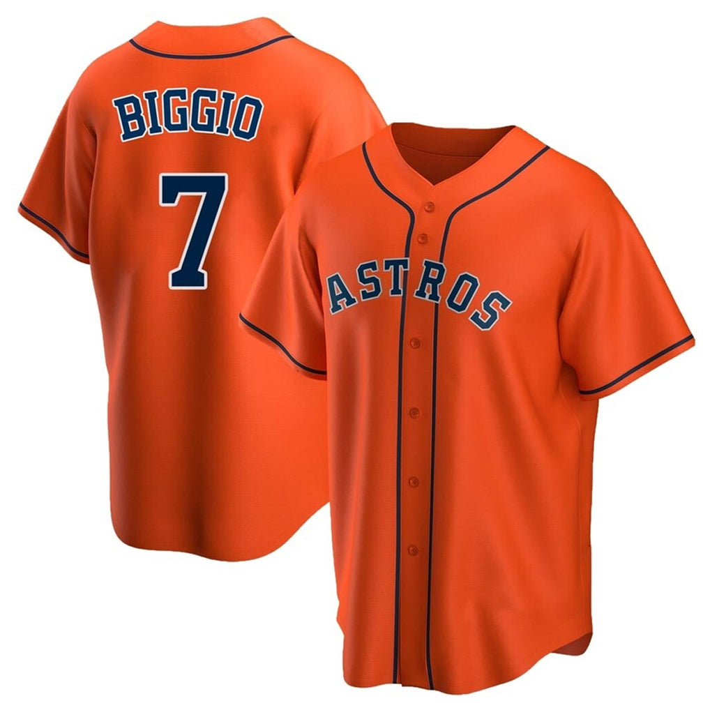 BIPIHUC H.Astros #7 Craig Biggio Player Orange Home Game Stitched Jerseys