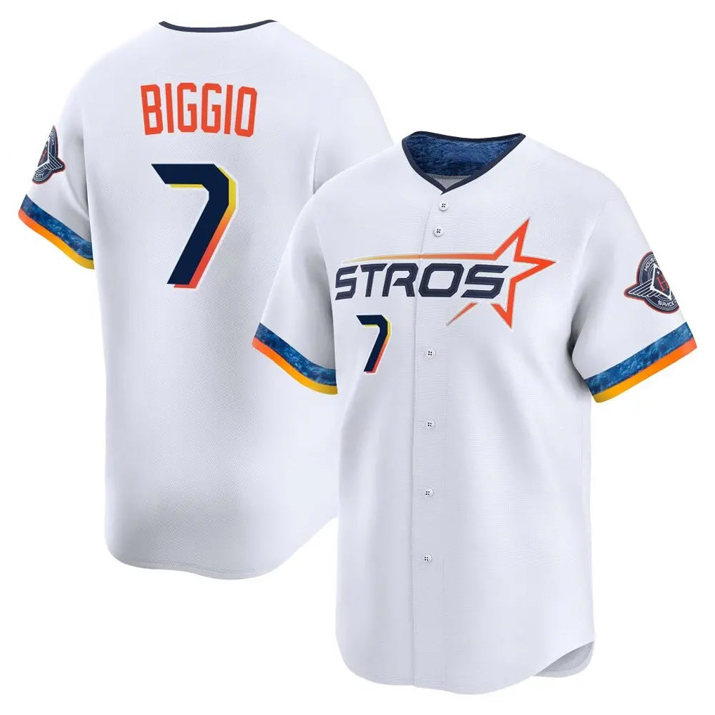 BIPIHUC H.Astros #7 Craig Biggio Player White City Connect Limited Home Stitched Jerseys