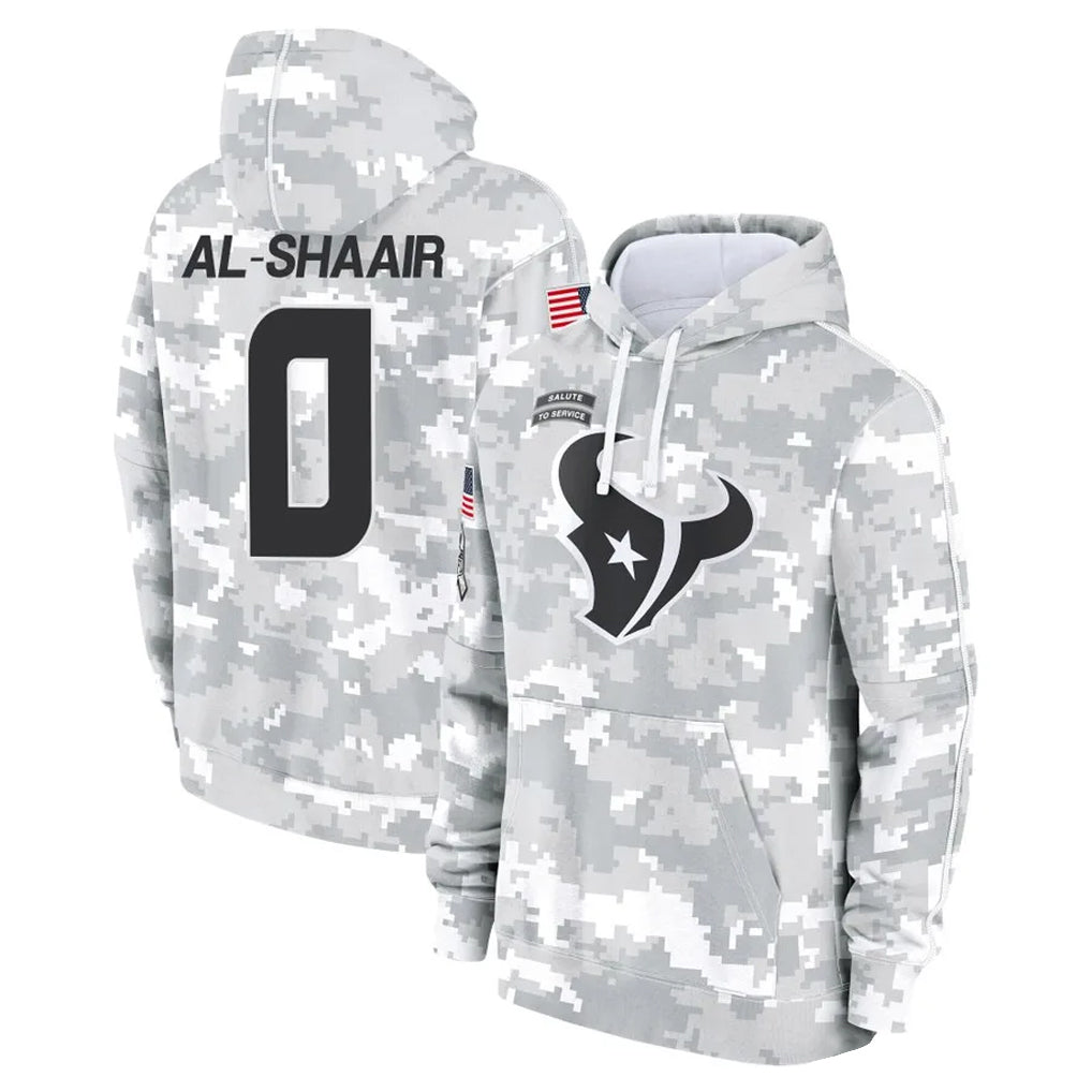 BIPIHUC H.Texans #0 Azeez Al-Shaair Player Arctic Camo Salute to Service Hoodies Limited Game Stitched Jerseys