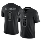 BIPIHUC H.Texans #0 Azeez Al-Shaair Player Black Reflective Limited Game Stitched Jerseys