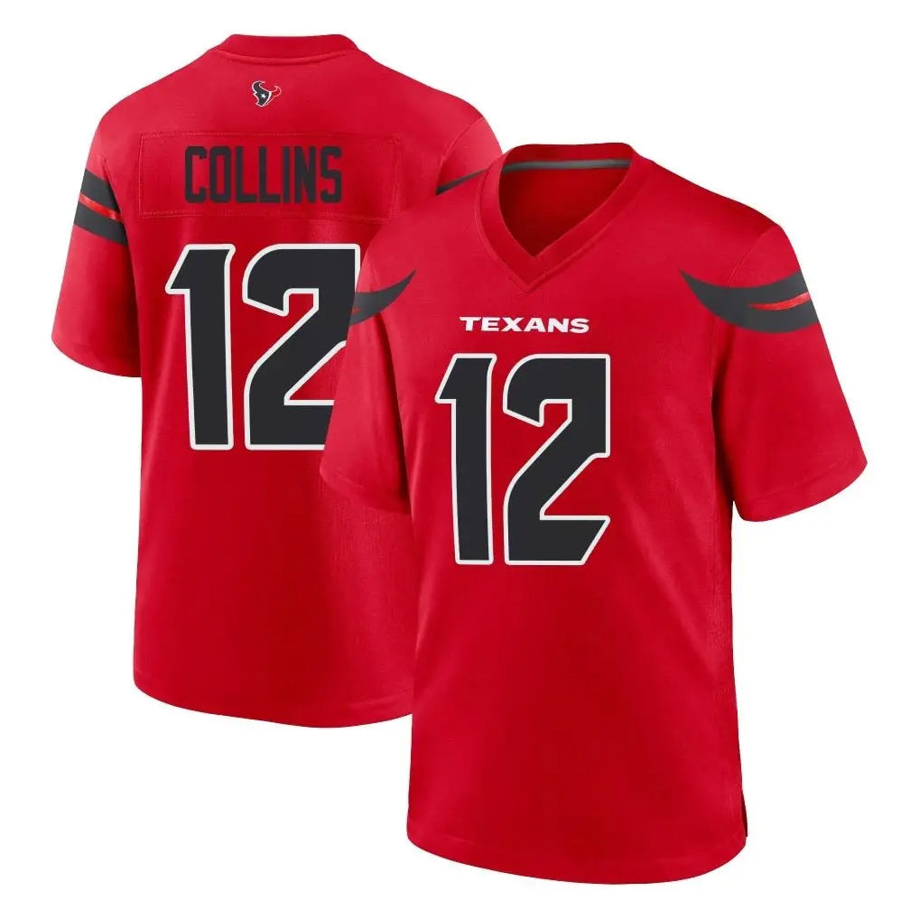 BIPIHUC H.Texans #12 Nico Collins Player Red Alternate Home Game Stitched Jerseys