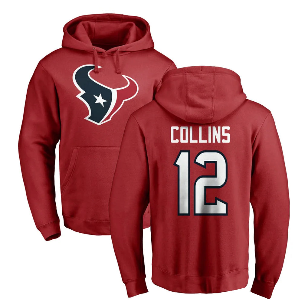 BIPIHUC H.Texans #12 Nico Collins Player Red Pro Line Pullover Hoodie Limited Game Stitched Jerseys
