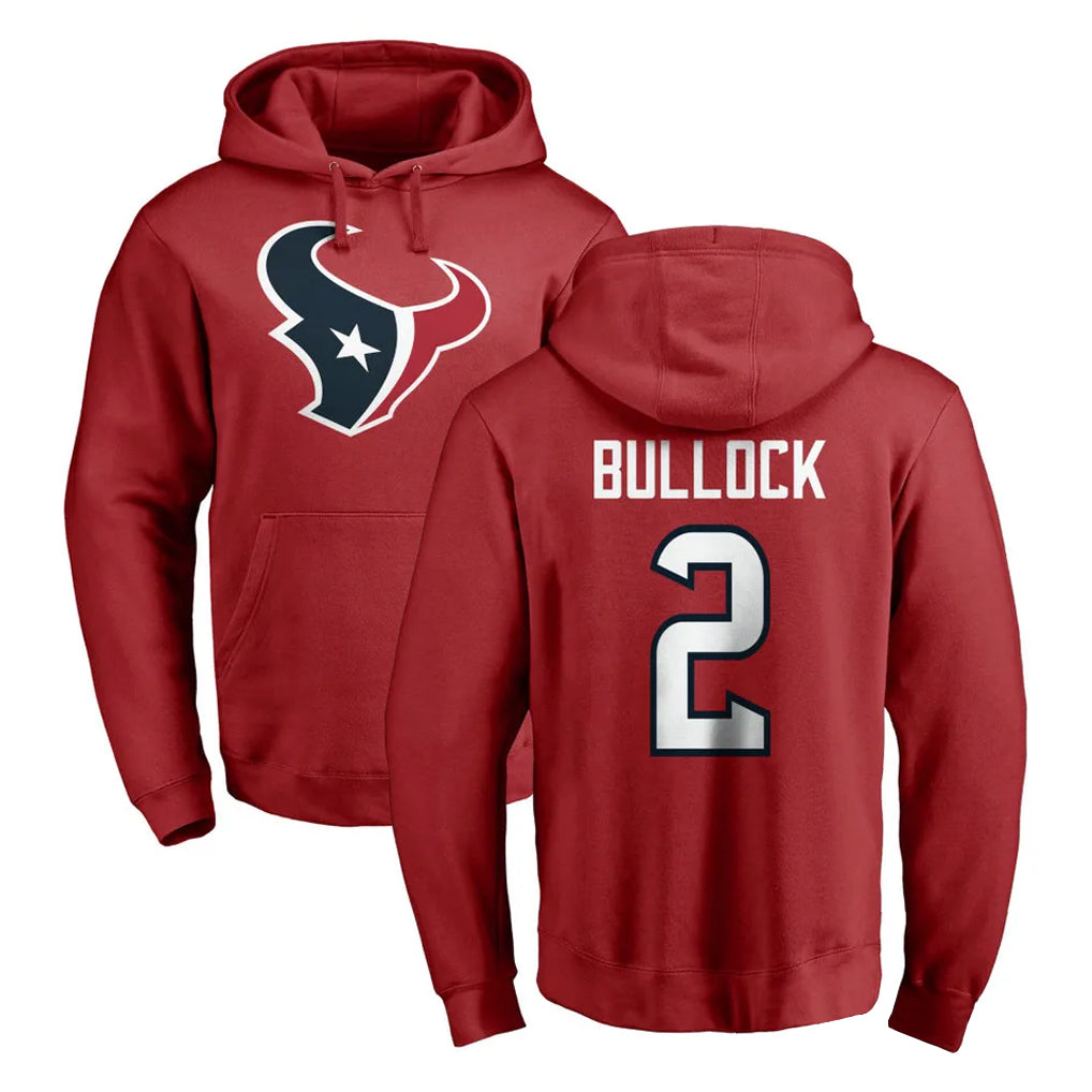 BIPIHUC H.Texans #2 Calen Bullock Player Red Pro Line Pullover Hoodie Limited Game Stitched Jerseys