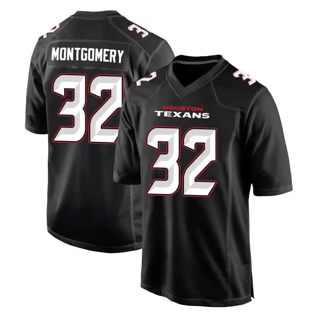 BIPIHUC H.Texans #32 David Montgomery Player Carbon Black Fashion Home Game Stitched Jerseys
