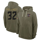 BIPIHUC H.Texans #32 David Montgomery Player Olive Salute to Service Pullover Hoodies Limited Stitched Jerseys
