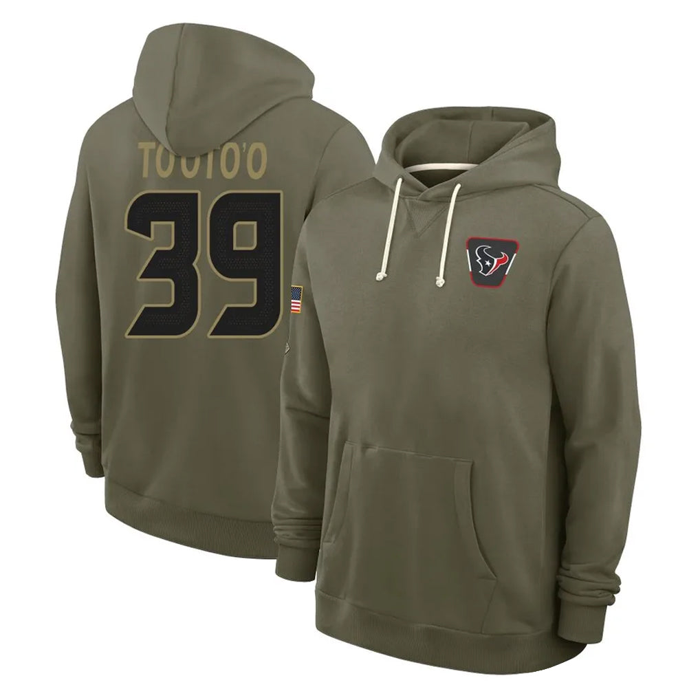 BIPIHUC H.Texans #39 Henry To'oTo'o Player Olive Salute to Service Pullover Hoodies Limited Stitched Jerseys