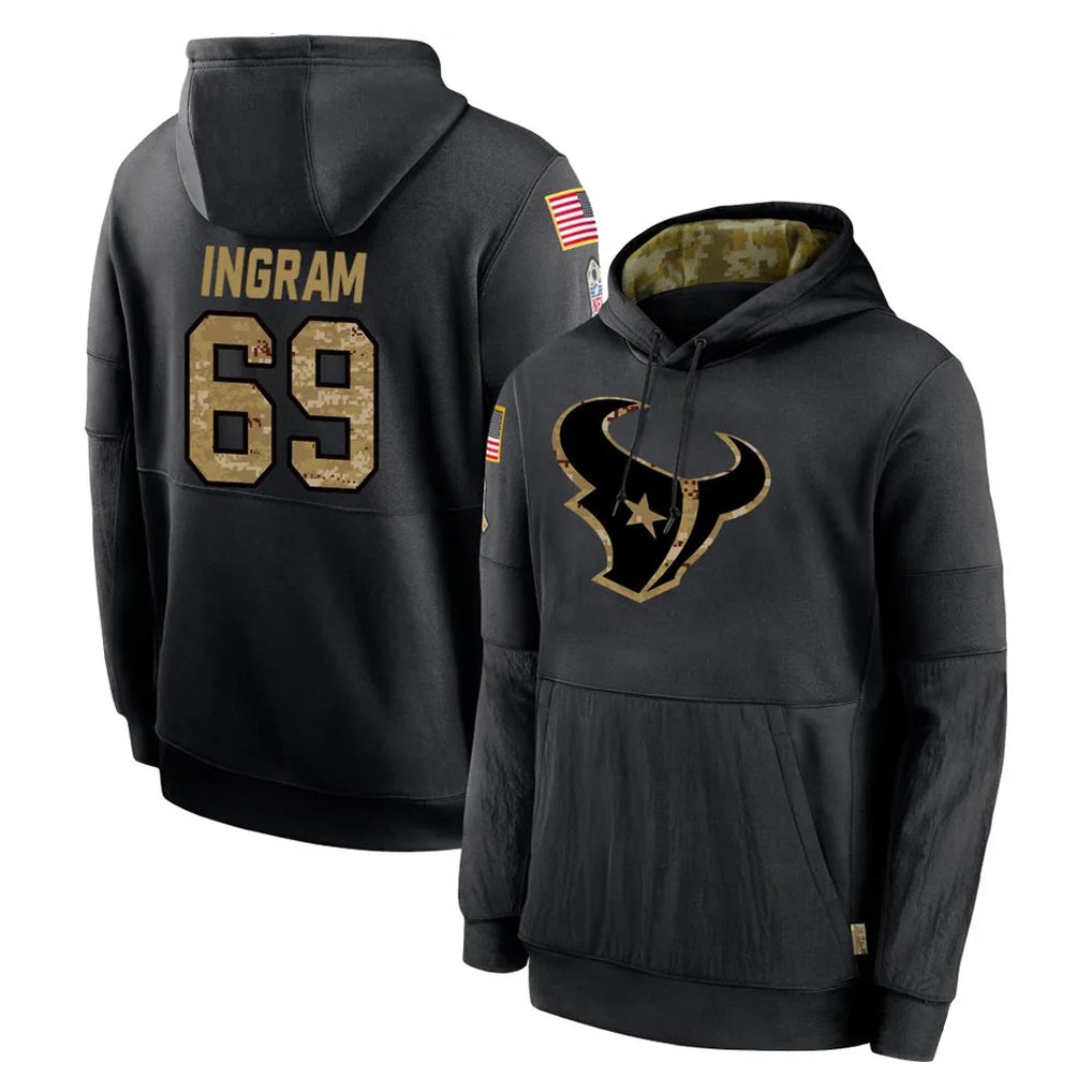 BIPIHUC H.Texans #69 Ed Ingram Player Black Salute to Service Hoodies Limited Game Stitched Jerseys