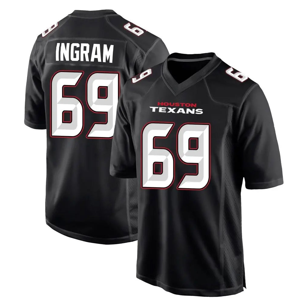 BIPIHUC H.Texans #69 Ed Ingram Player Carbon Black Fashion Home Game Stitched Jerseys