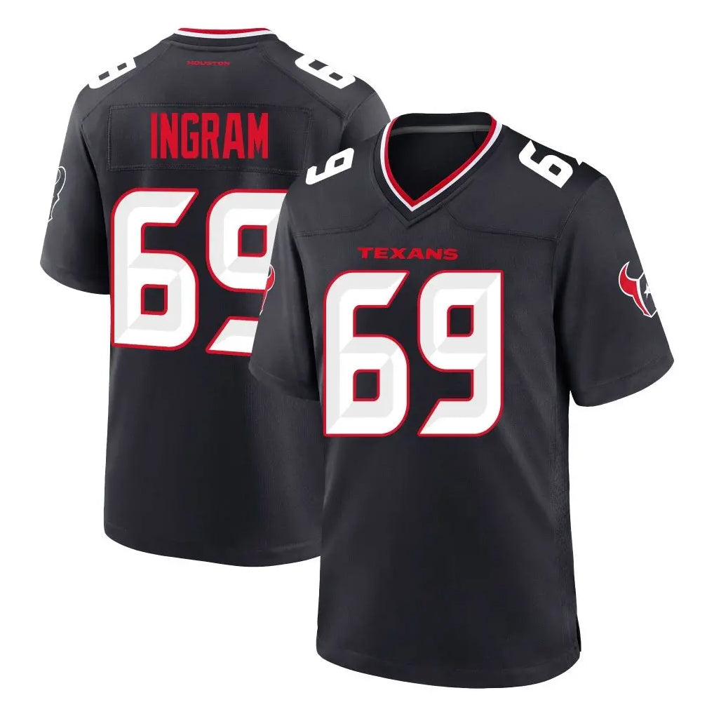 BIPIHUC H.Texans #69 Ed Ingram Player Navy Team Home Game Stitched Jerseys