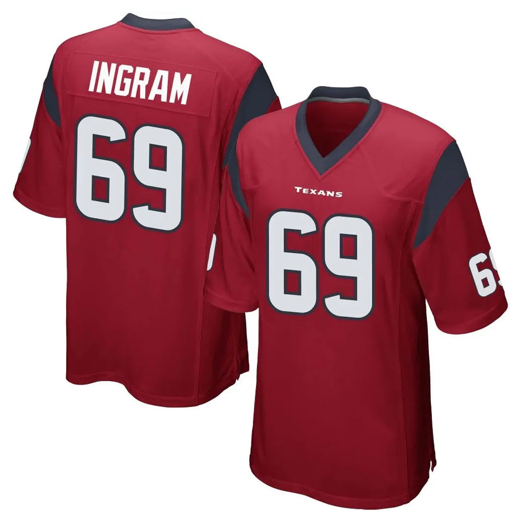 BIPIHUC H.Texans #69 Ed Ingram Player Red Home Game Stitched Jerseys