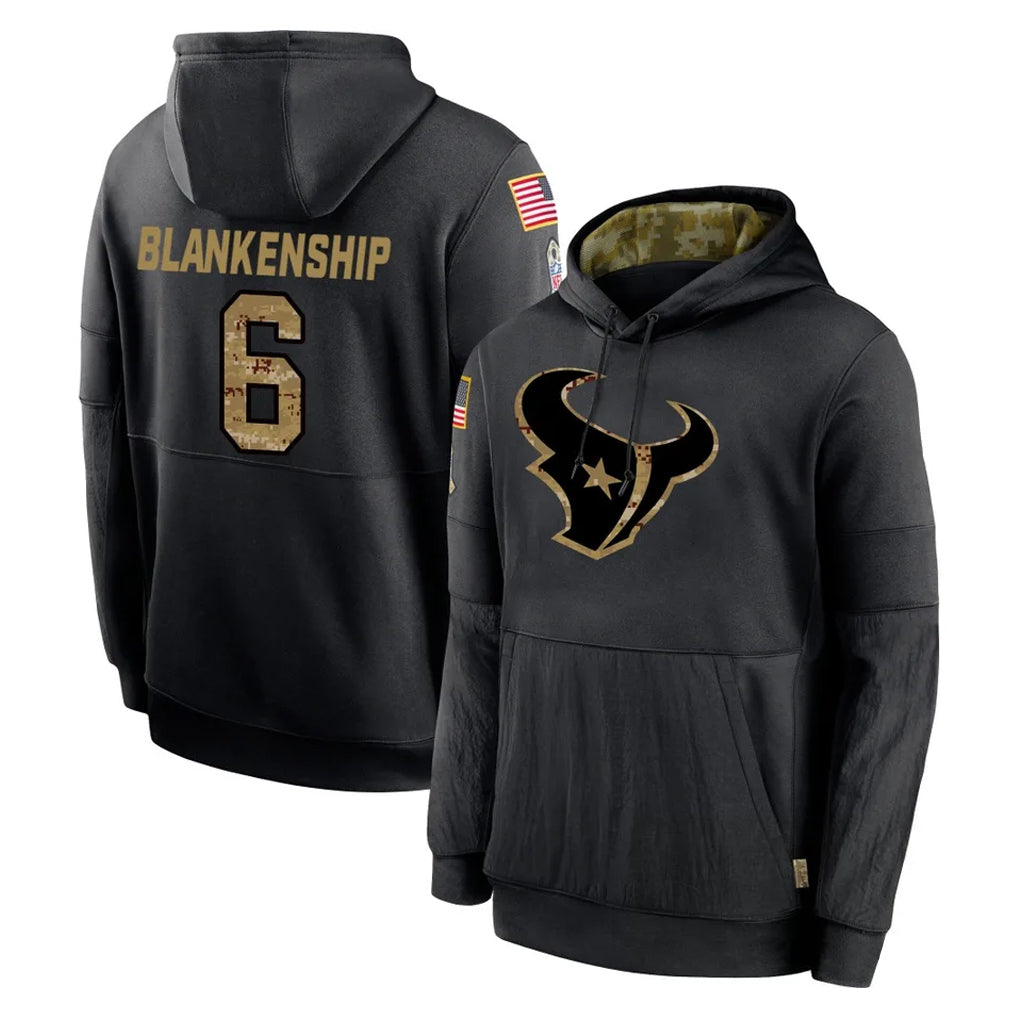 BIPIHUC H.Texans #6 Reed Blankenship Player Black Salute to Service Hoodies Limited Game Stitched Jerseys