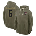 BIPIHUC H.Texans #6 Reed Blankenship Player Olive Salute to Service Pullover Hoodies Limited Stitched Jerseys